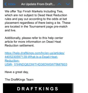 Suspicious Draftkings Email ”Dead Heat Reduction rules” – Is It a Scam ...